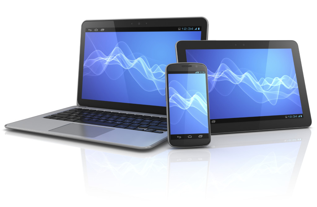 Laptop, tablet and smartphone